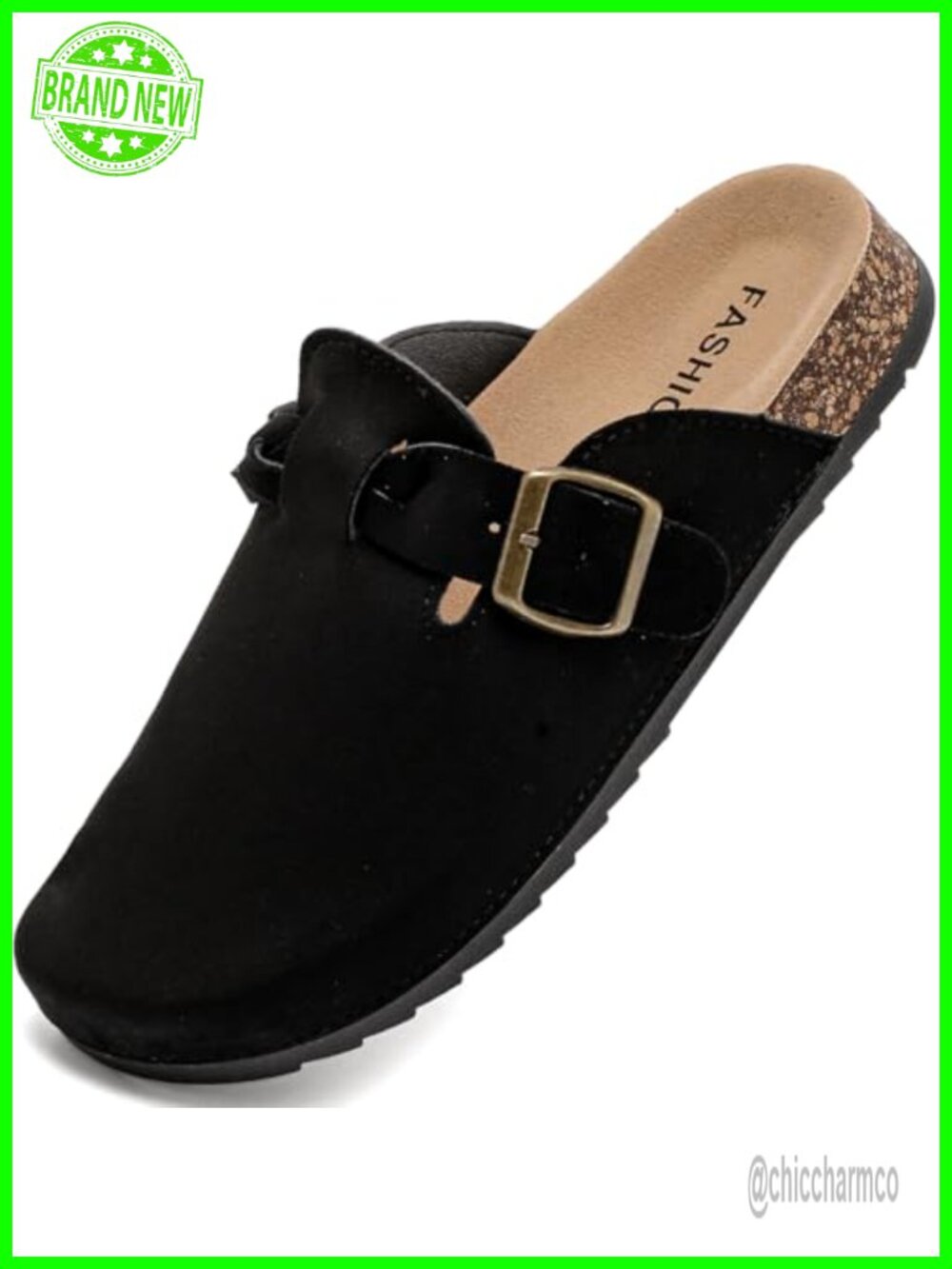 Suede Women's Clogs, Cork Footbed Leather Mules, Slip-On Shoes